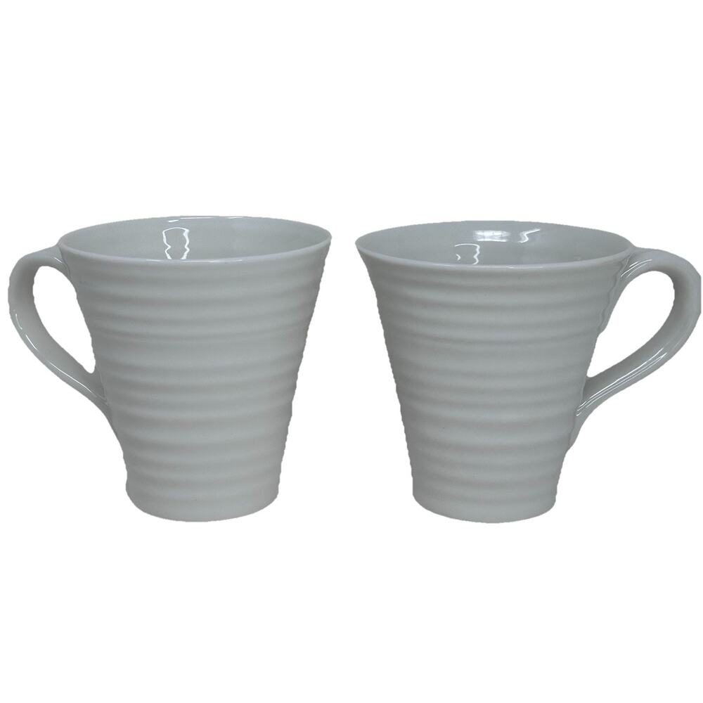 Portmeirion Sophie Conran Collection Mug 12oz Porcelain White Set Of 2 Cups